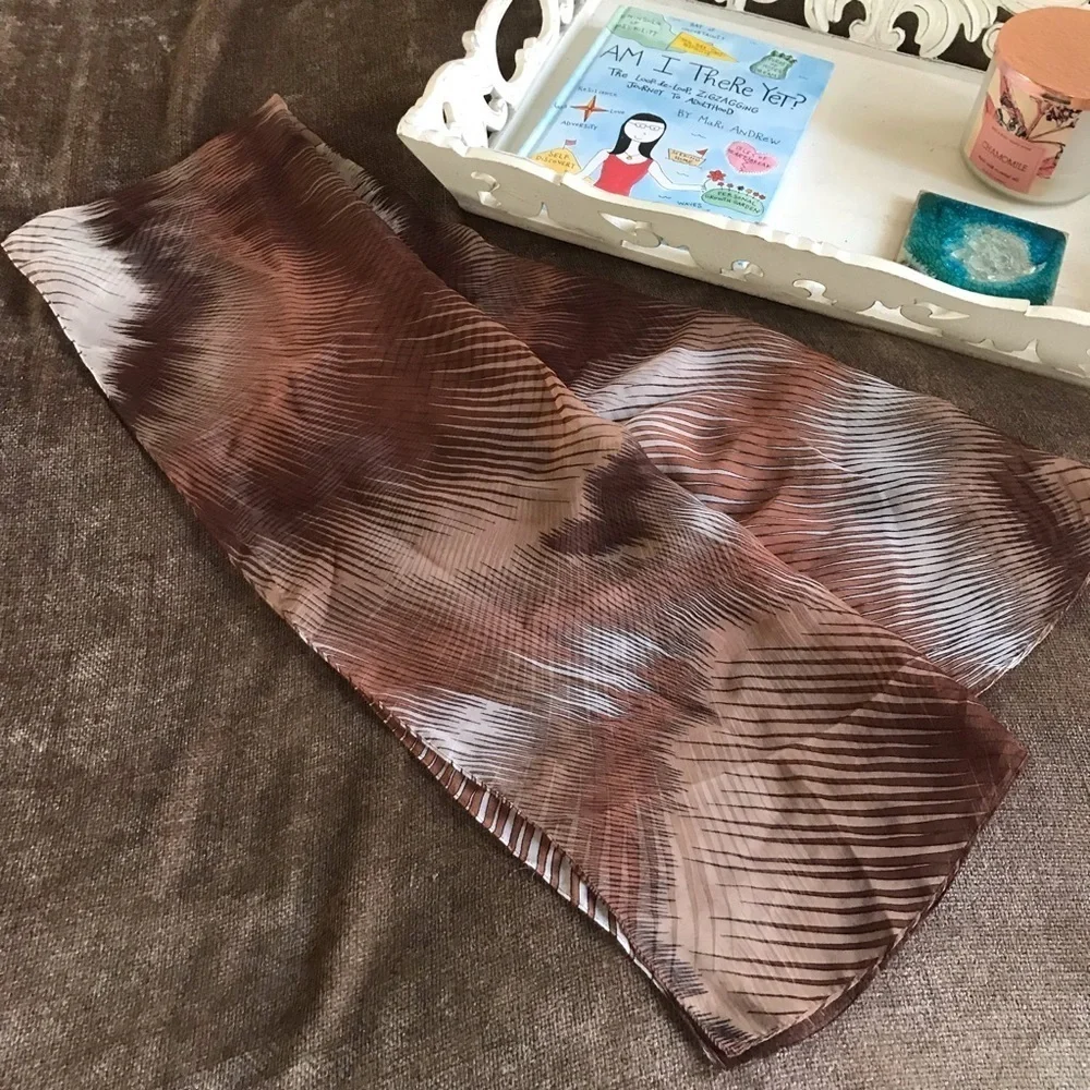 Vintage Brown and Black Sheer Scarf